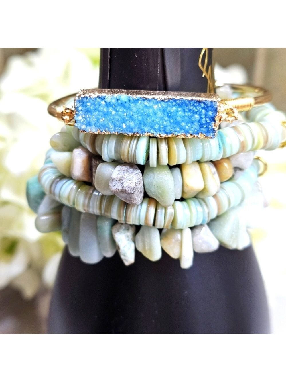 Druzy Dreams Stack Bracelets Set In Teal
